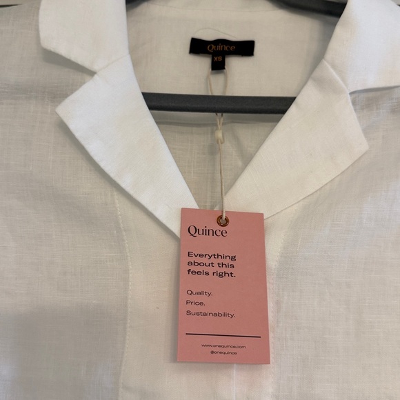 NWT Quince XS European Linen Shirt Sleeve shirt.   White. - Picture 2 of 3